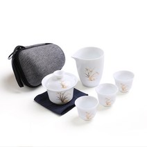 여행용 다기 다도 세트 전통 차 도구 휴대용 세라믹 찻잔, 난초, 1세트