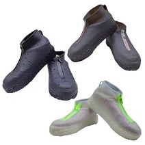 신발방수커버 실리콘 레인슈즈 비올때신발 지퍼형, XL, 투명