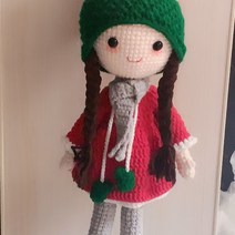 보랏빛마을 코바늘 뜨개 인형 diy 태교 뜨개질 패키지 여아인형, 레드