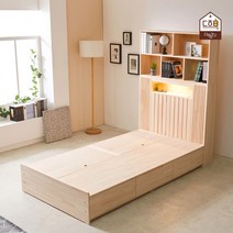 리브리 편백나무 LED조명 벙커 헤드 상단책장 SS Q 침대프레임, 02. 퀸 Q