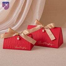 포장 결혼식 선물 고급 박스 답례품 50매, 사이즈 1개씩(무료 견본), 레드+골드리본+진주