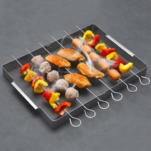 꼬치구이 접이식 바베큐 그릴랙 6p 긴소시지 마시멜로 꼬챙이 스텐꼬챙이 새우 소세지 과일