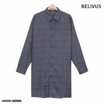 빌리버스 남자 셔츠 자켓 BBI065 남성 오버핏 체크 롱자켓