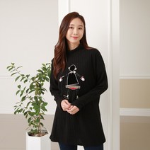 탱크걸 인형자수 골지 반폴라 롱니트 (C 29362) 니트반폴라