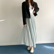 쉬폰 아코디언 롱 플리츠 맥시스커트 봄코디 여리여리 샤랄라 하객 모임 오피스룩
