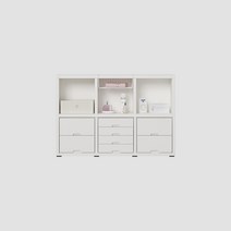 한샘 샘 책장 2단 120cm 서랍형 시공 (컬러 택1), 퓨어화이트_책장/베이지_서랍 (F)