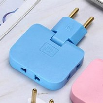 EU US 중국 돼지코 플러그 한국 변환 멀티 어댑터 110v 220v 3in1 틈새 블루 2개 구성, 6.5cm