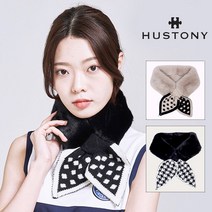 휴스토니 밍크 울 니트 넥워머, 휴스토니 밍크 울 니트 넥워머=블랙(도트)