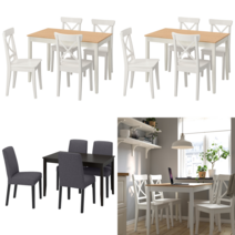 이케아 4인용 식탁세트 LERHAMN 레르함/INGOLF 잉올프 테이블+의자4