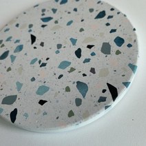 테라조 패턴 대리석 규조토 컵 받침 티 코스터, 테라조F