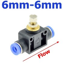공압 기류 조절기 4mm 6mm 8mm 10mm 12mm OD 호스 튜브 가스 유량 조절 밸브 커넥터 피팅 공기 속도 제어 크레인, [02] 6mm
