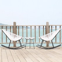 피카소가구 뉴코드스윙 2 3인세트 흔들의자 야외의자 쿠션세트포함 아카풀코 라탄, 뉴코드스윙 3인-화이트세트+쿠션세트 블랙방석