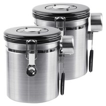 Sifei 스테인리스 스틸 이그조스트 씰드 탱크 커피보관용기 1.5L, 2개, Silver