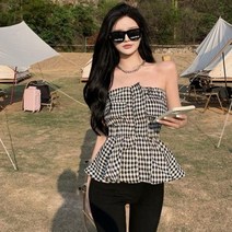 just feel!ng 여름 티셔츠 쇄골 일자핏 상의 날씬해 보이는 슬림핏 어깨 셔츠 프릴 일자 오프숄더옷
