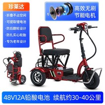 성인세발자전거 접이식 전동 전기자전거 3륜, 48V, A.엘레강스 레드