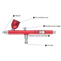 kkmoon usb airbrush kit airbrush 압축기 스프레이 펌프 dual action airbrush gun pen for fx 메이크업 문신 그림 보습, 협력사, 빨간 에어브러시