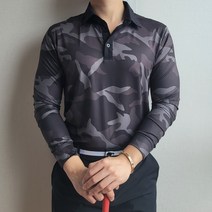 남성 골프 카모 카라 긴팔 티셔츠 사방 스판 2col 가을 겨울 빅사이즈 골프웨어