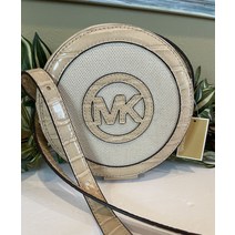 MICHAEL KORS AIDY SMALL CANTEEN CROSSBODY SHOULDER BAG TAN CROC LEATHER CANVAS