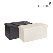 [레보떼] 벤치형 레더 인테리어 수납의자 2p / 아이보리 / 브라운 / 블랙 / 레드, 색상:2.벤치형 레더 브라운(Brown) 2p