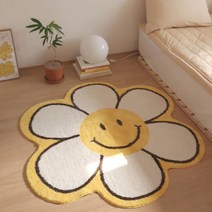 해피 꽃모양 카페트 러그 발매트 원룸 안방 이사선물, 스마일플라워매트(옐로우)