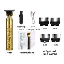 새로운 전기 헤어 클리퍼 T9 수리 헤드 추론 커터 조각 면도기, 02 Golden dragon