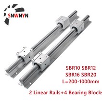 SBR10/12/16/20 선형 가이드 레일 길이 200 300 500 1500mm 2 개 선형 레일 + 4 SBR12UU/SBR16UU CNC 3D 부, 02 300mm_04 SBR20
