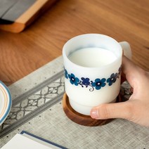 시라쿠스 밀크글라스 머그 12종 세라믹 라떼 컵 홈카페 귀여운 레트로 고급 내열 찻잔, 12. 플로헤타, 1개