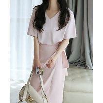 DAPANDA J집20여름 한국계 컴포트 단품 브이넥 부드러운 쉬폰블라우스 뒷트임맨투맨 솔리드 심플