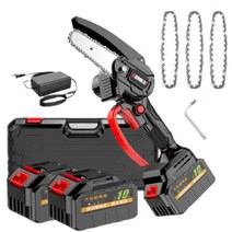 무선 전동 소형 전기톱 미니 핸드형 충전식 체인톱 나무 가지치기, 4인치 99500mh 배터리2 체인3, 1개