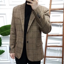 프롬엘 남자 울 헤링본 체크 블레이져 싱글자켓(2COLOR)