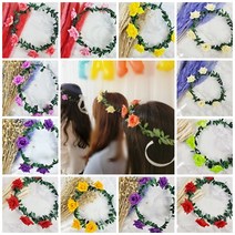 장미꽃 화관 DIY 만들기 세트 브라이덜샤워 셀프촬영 아이들만들기, 진핑크 화관