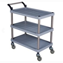 유한캐스터 서빙카트 3단 특대 식당카트 가정용 업소용서빙카트, 무소음, 그레이