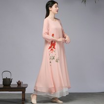 빅사이즈 여성의류 리폼 중국전통의상 원피스 중국식 부처님 유니폼 빈티지 차이나 소박우아 스윗 쉬폰 2227951502
