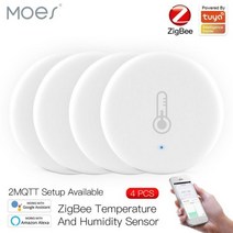 스마트 MOES 투야 스마트 지그비 3.0 온도 및 습도 센서 배터리 구동 보안 라이프 앱 알렉사, 04 4 pcs