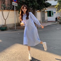 그루버 카라넥 빅포켓 a라인 하프 셔츠 롱원피스