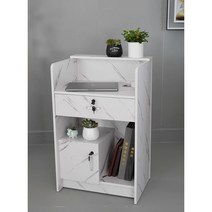 미니 작은 카운터 포스 소형 계산대 인포 안내 데스크, 화이트 캐비닛 60x42x95cm