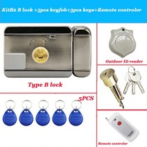 대문번호키 양문형 유리문 도어락 자동문 AA 배터리 구동 전자 도어 잠금 게이트 오프너 옵션 무선 원격 제어 125Khz ID 보이지 않는 룸, KitB2
