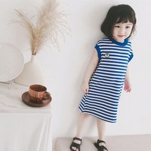 PigPug 여자 어린이 치마 줄무늬 해군 원피스 조끼 스커트