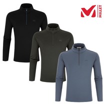밀레 MILLET 3칼라 남성 남자 겨울 심플한 디자인 기모가 있고 신축성이 좋은 겨울용 동절기 반집업 긴팔 티셔츠