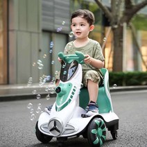 포크레인 유아용전동차 아기전동차 조카선물 원격조종, 그린 버블머신카 12v4a 배터리 리모콘 세트