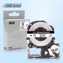 40mm * pvc 리본 스티커 라벨 테이프 엡손 LC-3WBN 용 LW-300 LW-400, [01] 9mm, [02] Black on White