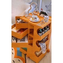 이동식 수납장 회전 캐비닛 테이블 왜건카트, 베이지 (B사이즈)