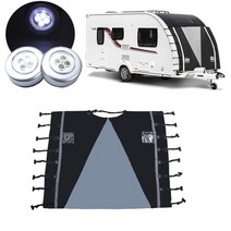 트레일러 카라반 커버 캐러밴 액세서리 프론트 견인 커버 프로텍터 방진 반사 스트립 캠퍼 트레일러 캐러밴 방수 커버 액세서리, 검은색과 회색