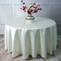 자카드 직물 폴리에스테르 소재 웨딩 테이블 의류 라운드 나팔꽃 프린트 식탁, 04 Diameter 2M, [03] rice white
