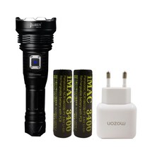 우벤라이트 T102 3200루멘 CREE XHP70 LED 450m 고성능 후레쉬 손전등 써치라이트 해루질 랜턴 사냥 수색, 1세트, B세트(본체+고방전배터리 5000 2개+충전아답터)