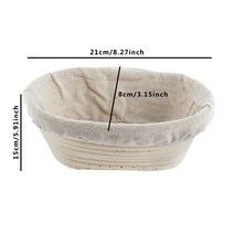 타원형 반죽 Banneton Brotform 등나무 빵 교정 바구니 라탄 고리 버들 발효 사워 도우 바구니 천 커버 포, 14 size 21x15x8cm, 1개