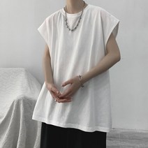 남자민소매 나시티 슬리브리스 티셔츠 남친룩 오버핏 남성 농구 아메리칸 머슬핏나시 운동