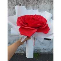 쮸야네핸드메이드샵 에바폼 자이언트플라워 장미 한송이 꽃다발, 사이즈업, 화이트