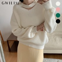 귈림 (귈림) 솔리드 골지 트임 펄버튼 니트(GAFKN024P)