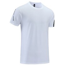 마라톤 싱글렛 스포츠 러닝 티셔츠 남성 아웃도어 빠른 건조 액티브 피트니스 반팔 트레이닝 헬스장 조깅 티, M, white